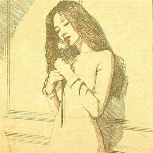 Mai Phương Thúy trong bức tranh được vẽ tặng.