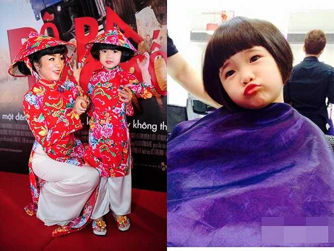 Mới 4 tuổi, bé Nguyệt Cát – con gái của Thúy Nga bắt đầu biết làm điệu. 