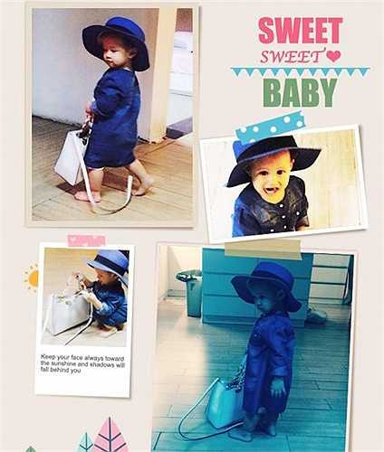 Thu Phương từng khoe bức ảnh con gái mặc đồ của của cô, đứng trước gương ngắm nghía. Người đẹp Giao lộ định mệnh tự hào khi con gái có 'máu thời trang của mẹ'. Ở nhà, Anna có hẳn một bộ sưu tập nơ và mũ.