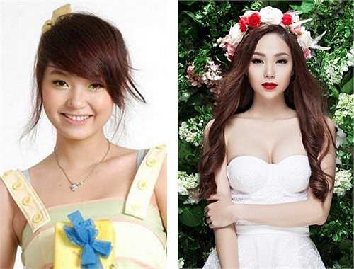 Nếu như khi mới bước chân vào làng giải trí, 'bé Heo' có gương mặt đáng yêu, tròn đầy như 'trăng rằm' thì nay, các đường nét trên khuôn mặt của cô sắc nét hơn hẳn