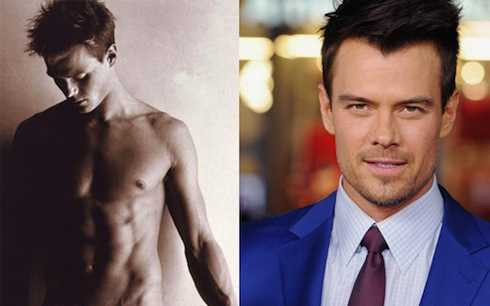 Josh Duhamel làm người mẫu (ảnh trái) và trên phim (ảnh phải)