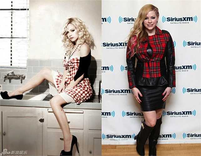 Ca sỹ Avril Lavigne như bị 'phóng to' khi mặc chiếc áo vest kẻ caro đỏ đen này 