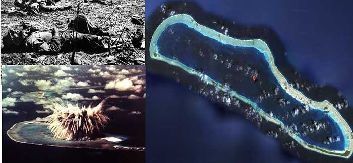 Đảo Enewetak Atoll. Số phận đen đủi của Enewetak Atoll xuất phát từ việc Quân đội Mỹ thử nghiệm các vũ khí nguyên tử có sức công phá khủng khiếp và thất bại khiến cho toàn bộ cảnh quan, môi trường xung quanh của nó bị nhiễm độc và trở thành địa ngục ngoài biển khơi