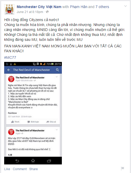 Fan Man City đã chuẩn bị phá tan âm mưu 'nhuộm đỏ Mĩ Đình' từ fan Man Utd