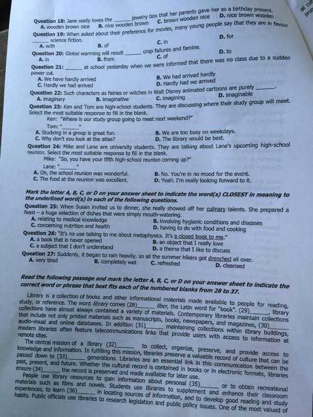 Đề thi, đáp án môn Tiếng Anh kỳ thi THPT quốc gia 2015