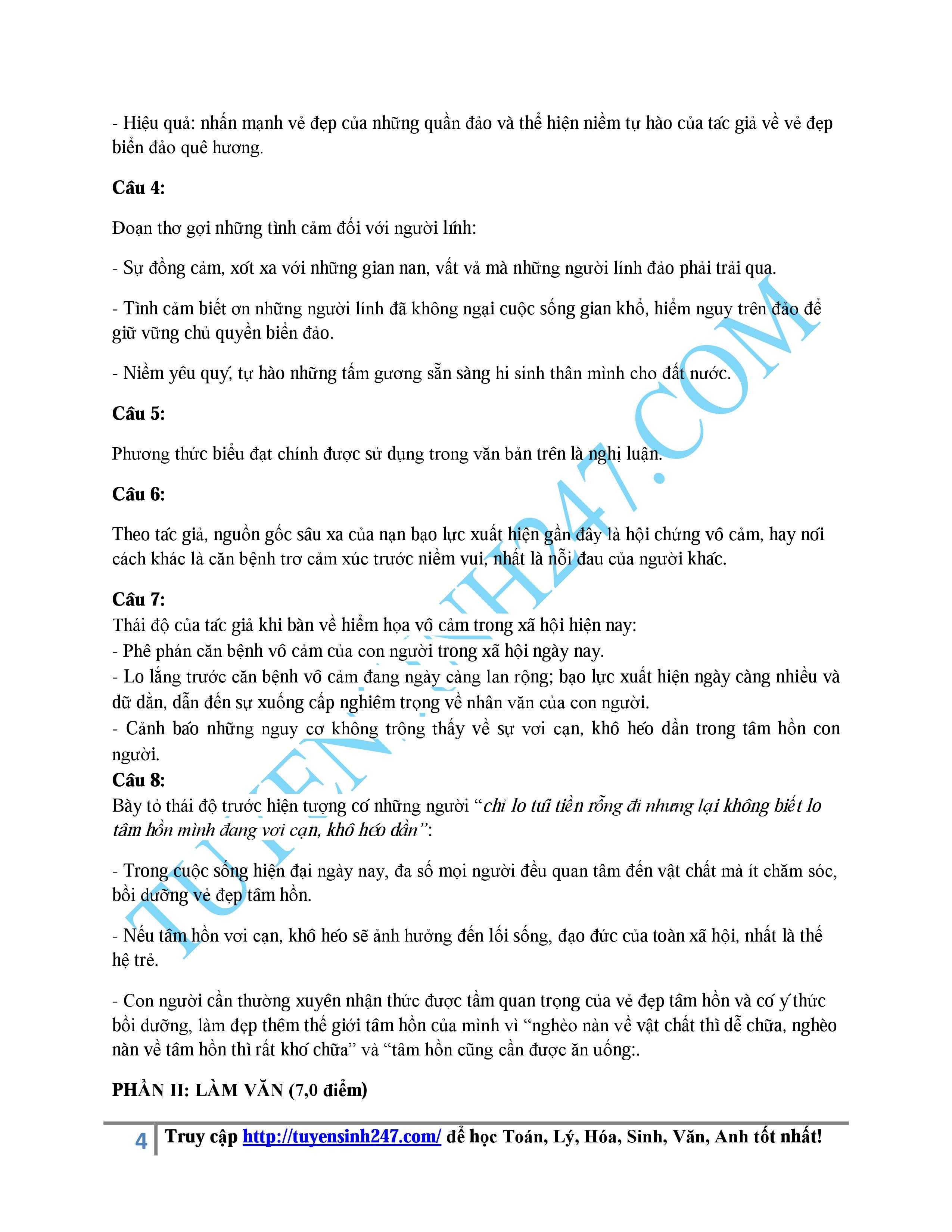 đáp án ngữ văn 2015