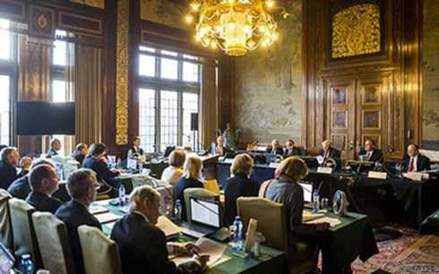 Một phiên điều trần tại Tòa án Trọng tài Thường trực của Liên hiệp quốc tại La Haye, Hà Lan