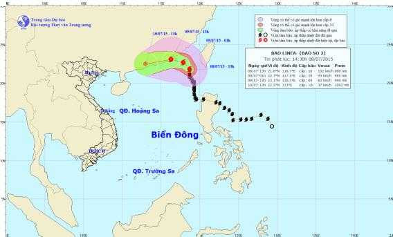 Diễn biến mới nhất về hướng đi bão số 2