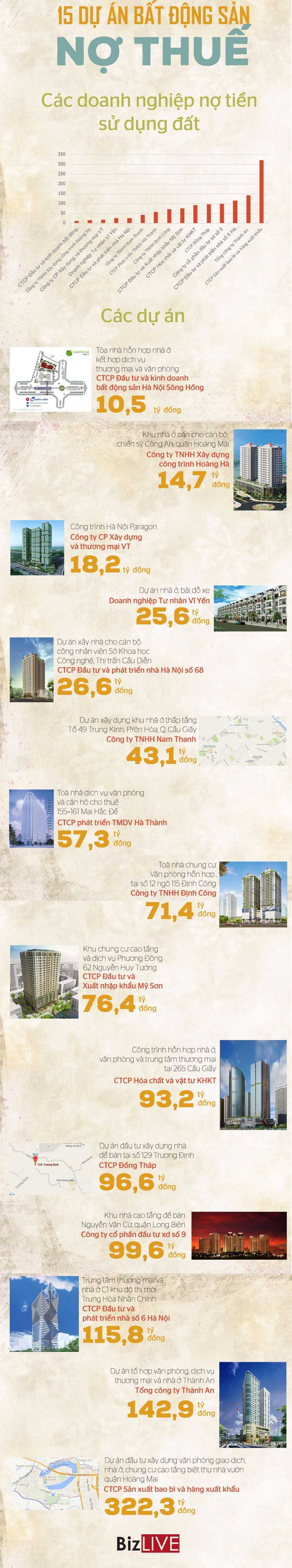 Tổng hợp các dự án bất động sản nợ thuế sử dụng đất