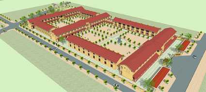 Mô hình tổng thể Trường THPT Châu Văn Liêm khi được xây mới.