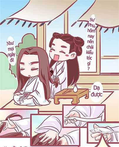 'Tiểu Cốt biết lỗi rồi mà, để chải tóc cho sư phụ nha!'