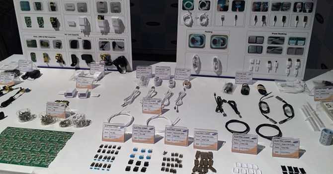 Gian hàng của một doanh nghiệp Hàn cung ứng linh kiện cho Samsung tại triển lãm.