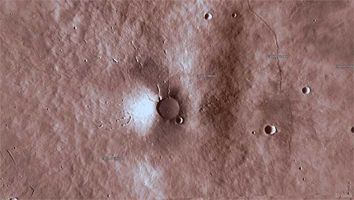 Hình ảnh khu vực núi lửa của sao Hỏa được phóng to. Ảnh: NASA