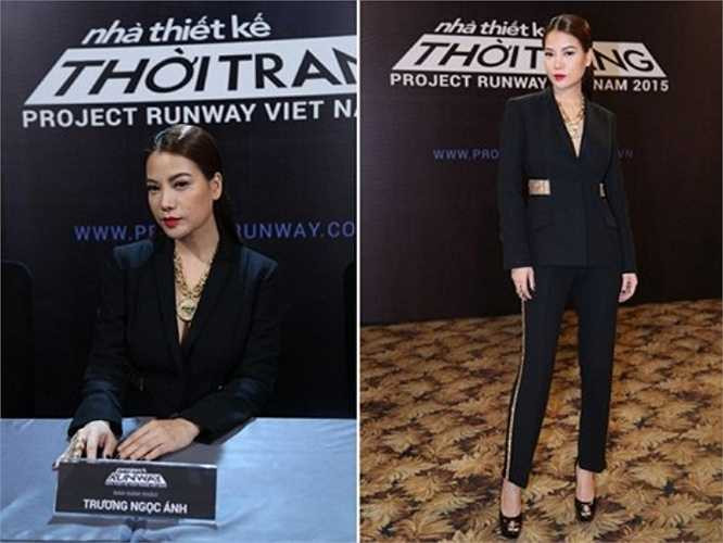 Hiện tại, nữ diễn viên xinh đẹp tài năng là đại sứ cho nhiều thương hiệu và tham gia nhiều chương trình truyền hình với vai trò giám khảo. Hình ảnh Trương Ngọc Ánh trong bộ veston đen Vercase trị giá 150 triệu đồng trong buổi sơ tuyển Project Runway 2015. 