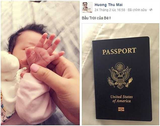 Sau nghi án mang bầu, Maya không chia sẻ thông tin cá nhân trên Facebook. Ngày 24/2, Maya đăng hình cuốn hộ chiếu mang quốc tịch Mỹ với dòng chú thích: ‘Bầu trời của bé!’. 