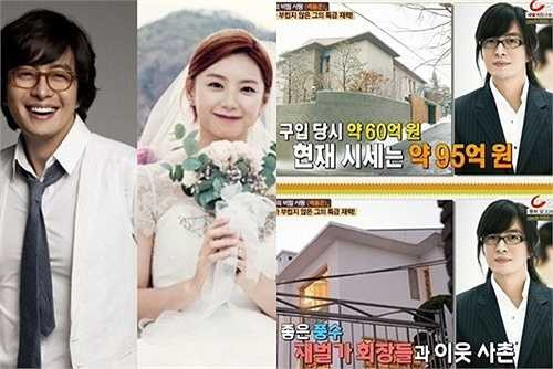 Bae Yong Joon hiện tại đã lên xe hoa cùng nữ diễn viên xinh đẹp kém 13 tuổi Park Soo Jin, đồng thời chuyển về căn biệt thự triệu đô ở 'khu nhà giàu' Seongbuk-dong. Được biết, năm 2010 ngôi sao Bản tình ca mùa đông đã mua căn biệt thự sang trọng, rộng 115 mét vuông trị giá 6 tỉ won (110 tỉ đồng) tại khu biệt thự cao cấp ở thủ đô Seoul. Tính theo tỉ giá nhà đất hiện tại, căn biệt thự này đã lên đến 9,5 tỉ won (174 tỉ đồng).