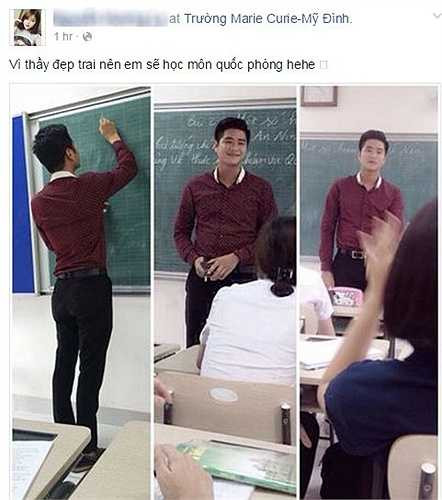 Ngay từ những tiết dạy đầu tiên trên bục giảng, thầy An đã bị các teen Marie Curie 'chụp trộm'. 