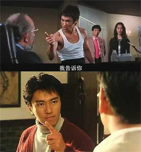 Hành động Lý Tiểu Long vừa nói vừa chỉ ngón tay về phía đối phương trở thành chi tiết hài trong phim Châu Tinh Trì.