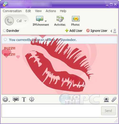 Màn hình Kiss gần như là kinh điển Yahoo Messenger