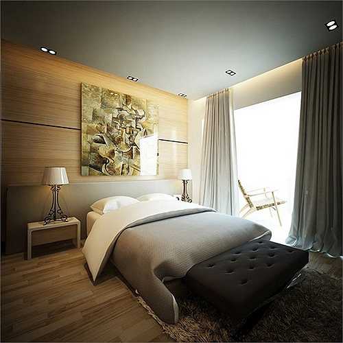 Một phòng ngủ thể hiện vẻ sang trọng tiện nghi.