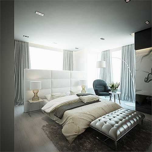 Một phòng ngủ khác trong nhà tạo cảm giác thư thái với cửa sổ rộng để đón nhiều ánh sáng.