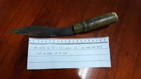 Con dao tang vật mà bà Vân dùng gây án với bé Phát - Ảnh: Thúy Hằng