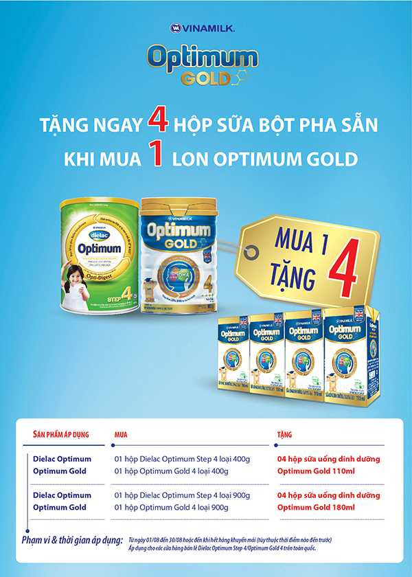 Khuyến mãi Sữa bột Optimum - Mua 1 tặng 4