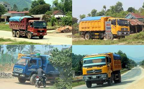 Phổ biến nhất là các đoàn xe Dongfeng thùng cao gần 2m chở cát được đắp vùn cao rồi mặc sức tung hoành trên đường Hồ Chí Minh.