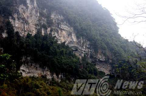 Vách đá bên Lũng chuột, nơi đàn voọc trú ngụ