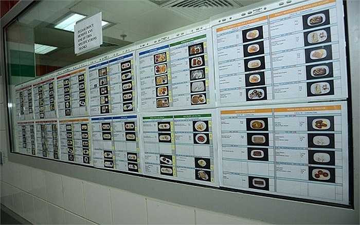 Các thực đơn được tính toán tuyệt đối chính xác từ trọng lượng từng thành phần trong món ăn, kể cả ở khoang phổ thông lẫn khoang hạng nhất.