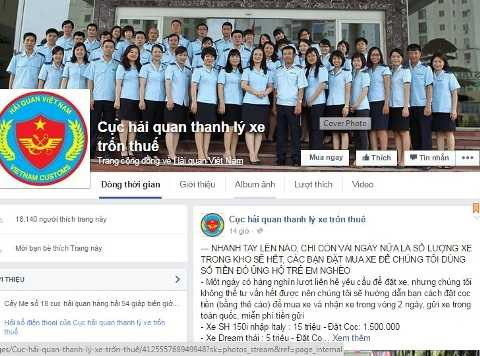 Tổng cục Hải quan xác nhận không có chuyện Hải quan lập Fanpage để rao bán, thanh lý xe trốn thuế. Cho nên những fanpage trên là hoàn toàn giả mạo.
