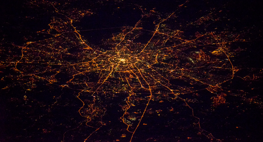 Matxcơva nhìn từ vũ trụ vào ban đêm