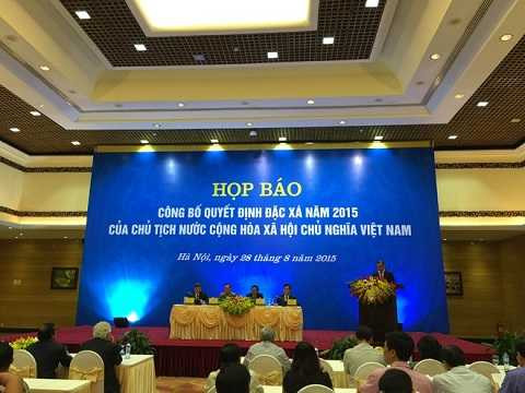 Buổi họp báo công bố quyết định đặc xá sáng 28.8 (Ảnh: Người lao động)