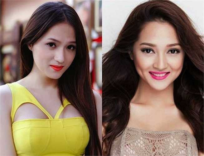 Thêm vào đó, cách để tóc giống nhau cũng khiến Bảo Anh và Hương Giang giống như hai chị em hơn. 