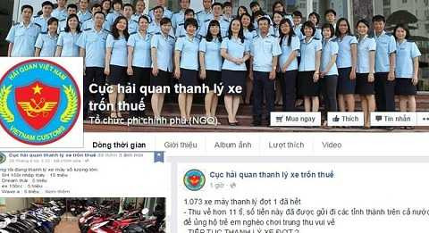 Facebook mạo danh Cục hải quan thanh lý xe trốn thuế Facebook mạo danh Cục hải quan thanh lý xe trốn thuế