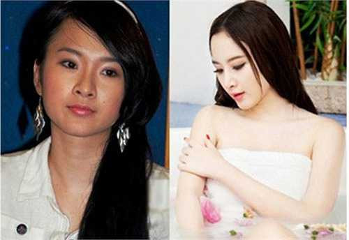 Angela Phương Trinh sở hữu gương mặt đường nét rõ ràng từ thời trẻ. Nhưng giờ đây, mũi của cô đỡ hếch, làn da trắng mịn và khuôn mặt sắc sảo hơn.