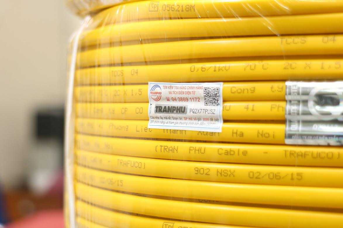 Dây điện Trần Phú bị làm giả ngay sau khi đưa ra thị trường bộ nhãn bọc ngoài cuộn dây với logo mới và biểu trưng “Vietnam Value