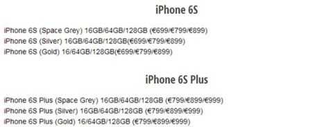 Giá bán các phiên bản iPhone 6S và iPhone 6S Plus được liệt kê chi tiết- Ảnh chụp màn hình. Giá bán các phiên bản iPhone 6S và iPhone 6S Plus được liệt kê chi tiết- Ảnh chụp màn hình.