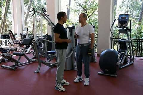 Thủ tướng Nga Dmitry Medvedev cùng tham gia buổi tập với ông Putin