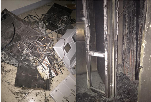 Cháy trạm điện ở khu vực tầng 1