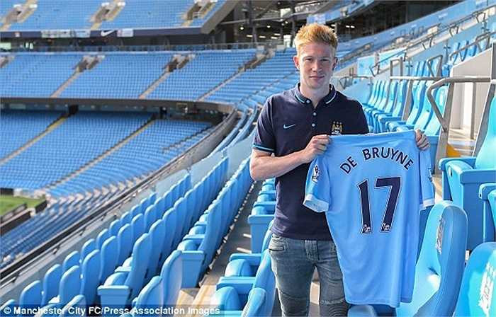 Ngang bằng F4 là tân binh Kevin de Bruyne của Man City. Đây cũng là cầu thủ thứ 5 của The Citizens lọt top 10 cầu thủ trả lương cao nhất Premier League