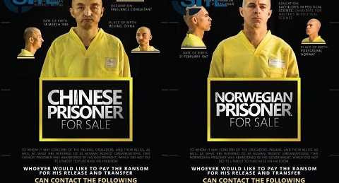 Hình ảnh hai con tin người Trung Quốc và Na Uy bị IS bắt cóc