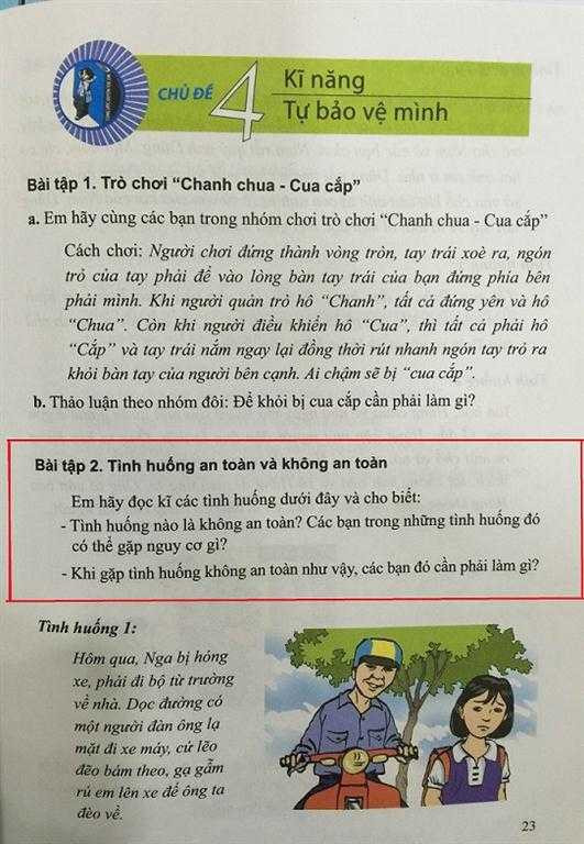 Nội dung tình huống sờ vùng kín trong sách thực hành kỹ năng sống cho học sinh lớp 4 gây xôn xao dư luận