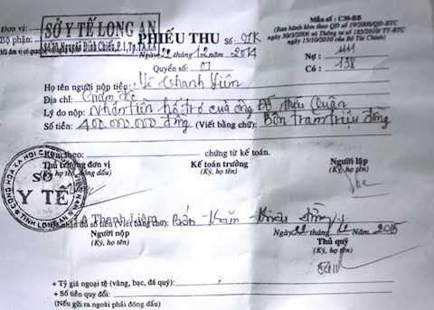 Phiếu thu liên quan đến 400 triệu đồng Phiếu thu liên quan đến 400 triệu đồng