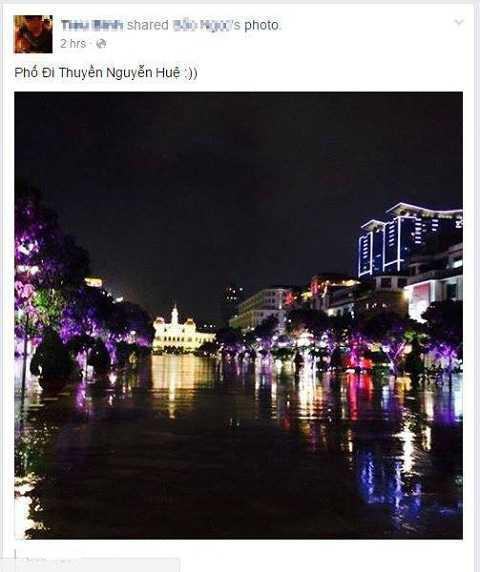 Phố đi bộ Nguyễn Huệ biến thành phố đi... thuyền. (Ảnh Facebook nhân vật)