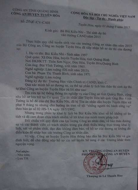 Phiếu báo điểm thi của Nhi tại Hội đồng thi Đại học Huế Phiếu báo điểm thi của Nhi tại Hội đồng thi Đại học Huế