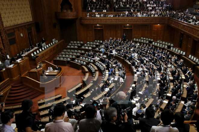Toàn cảnh phiên họp của Thượng viện Nhật Bản ở Tokyo ngày 19/9