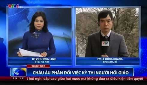  Vẻ mặt căng thẳng của PV Lê Hồng Quang trong xuất hiện trong bản tin Thời sự 19h.