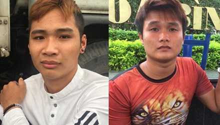 Khương (áo trắng) cùng Thanh khi bị bắt giữ. Ảnh: Hoàng Lam.