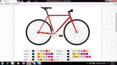 Với giao diện hiện đại http://fixedgear.vn trở thành người chỉ đường cho trào lưu cá tính này. Hòa theo phong cách shopping hiện đại, website còn có tính năng mua hàng trực tuyến, người chơi dễ dàng chọn và order chiếc xe cho mình. Tính năng phối màu online cực cool Với giao diện hiện đại http://fixedgear.vn trở thành người chỉ đường cho trào lưu cá tính này. Hòa theo phong cách shopping hiện đại, website còn có tính năng mua hàng trực tuyến, người chơi dễ dàng chọn và order chiếc xe cho mình. Tính năng phối màu online cực cool